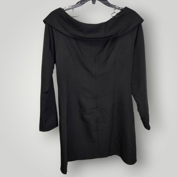 ASTR The Label Off Shoulder Tuxedo Collar Black Mini Dress Size Large - Picture 3 of 7